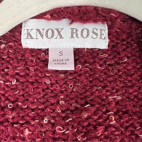Knox Rose Open-Front Cardigan Over-Sized Long-Sleeve Marled Wine Size S - Picture 3 of 8
